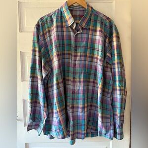 Alan Flusser Vibrant Plaid Button Down Shirt